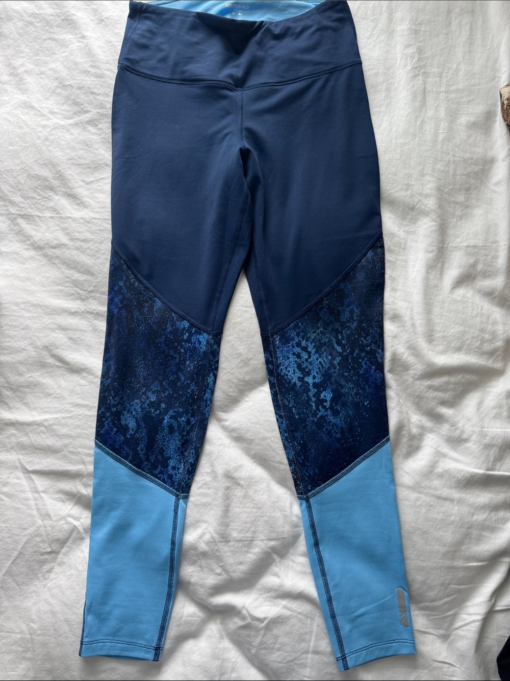 Marika Navy and Light Blue Athletic Leggings